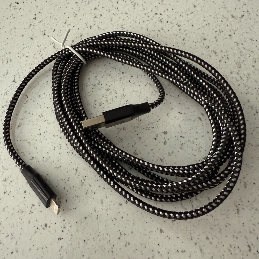 3m Braided Black USB to Lightning Charging Cable